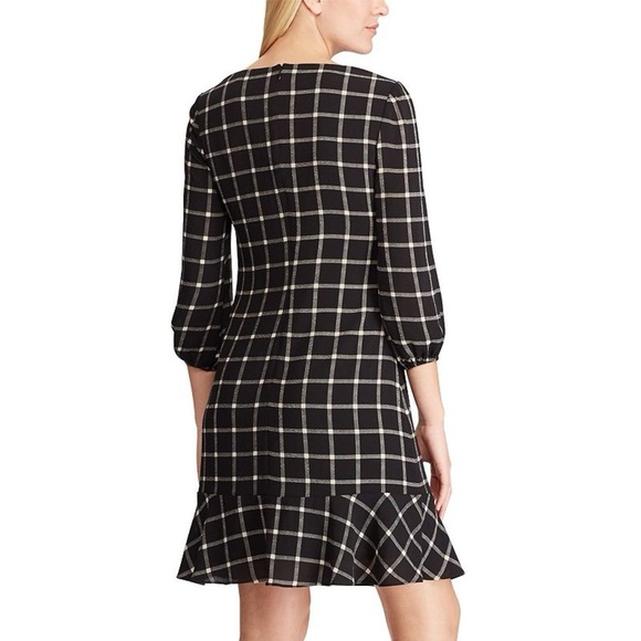 Chaps Ralph Lauren long sleeve plaid checkered midi dress size 12 - Picture 2 of 10